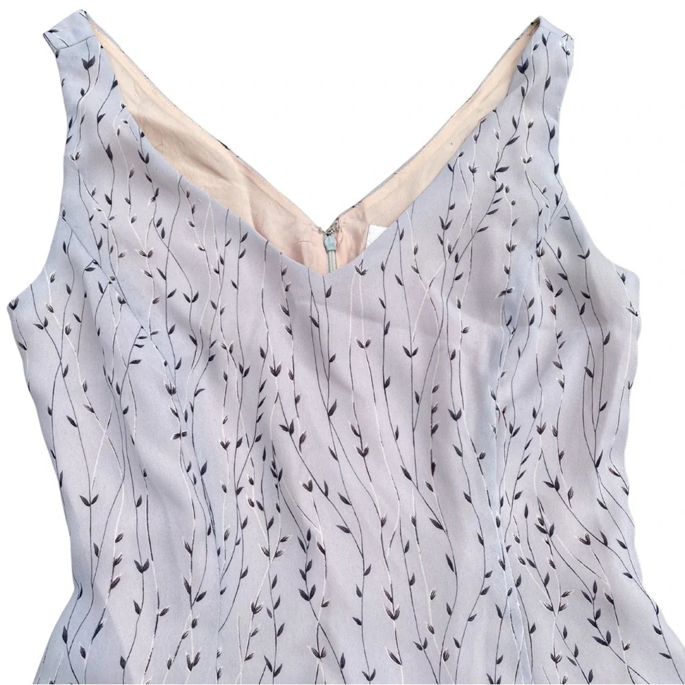 Vintage 1990's Women Six 6 Purple Lavender Dress Floral Flower Botanical V-Neck - Picture 3 of 13